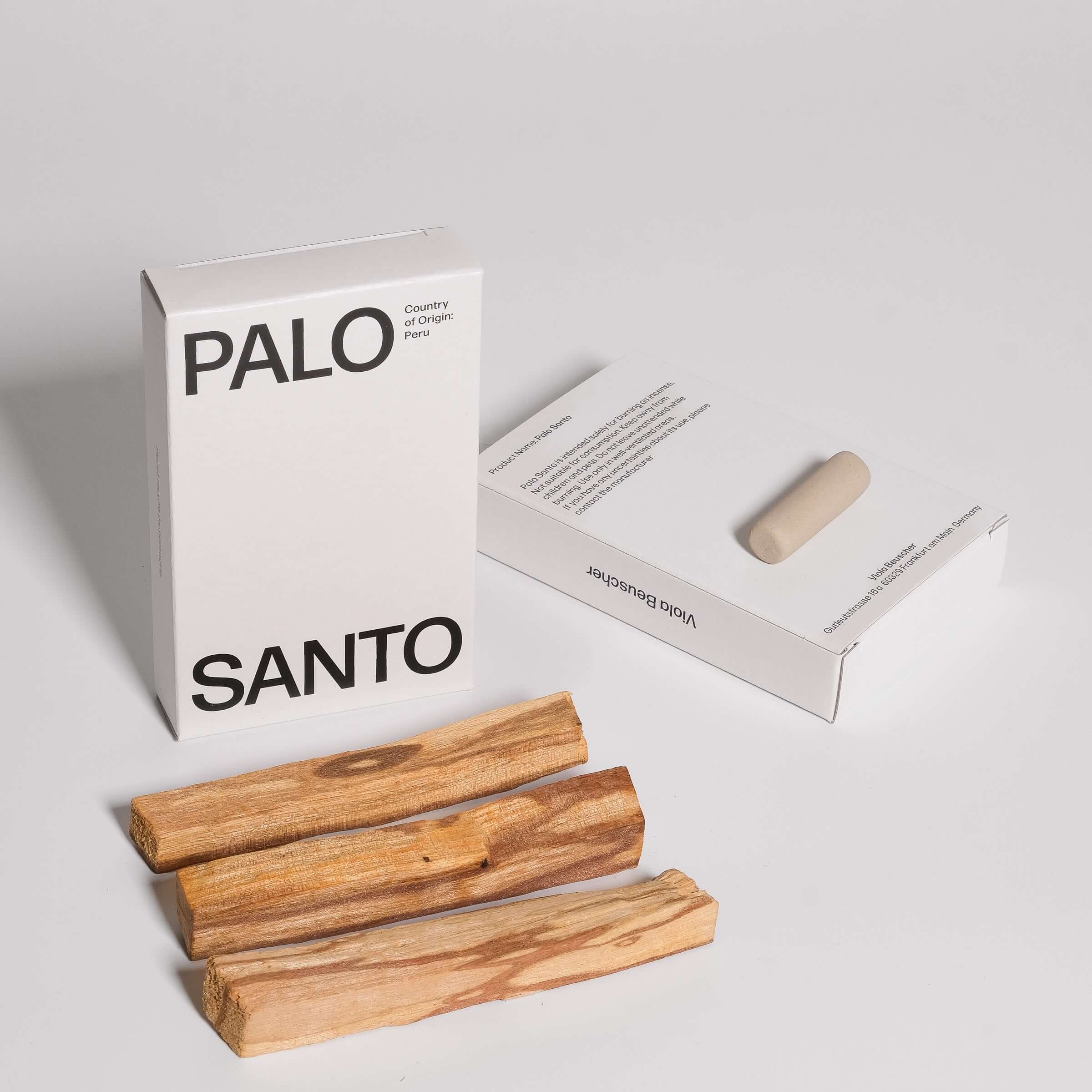 Dawn Palo Santo Set featuring three sticks of palo santo wood and a minimalist box design on a neutral background.