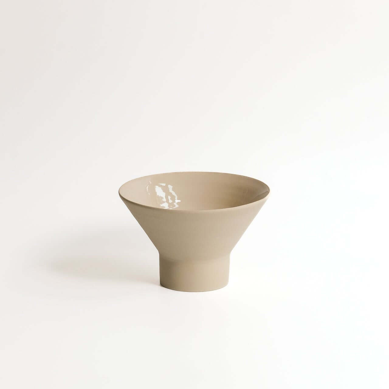 Ikebana vase set made of grey stoneware clay with glossy interior and raw exterior finish.