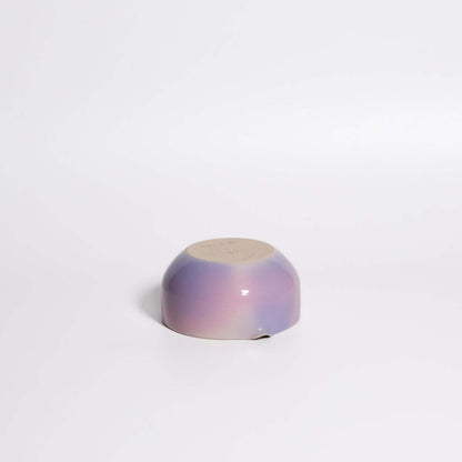 Handcrafted matcha bowl in pastel purple tones, made from stoneware by Viola Beuscher with a unique design.