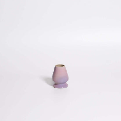 Handcrafted purple matcha whisk holder, designed in collaboration with matchasome, showcasing artisanal stoneware craftsmanship.