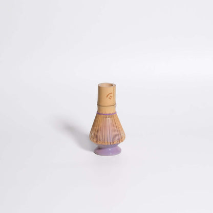 Whisk holder from collaboration with matchasome, handcrafted stoneware in violet and beige.