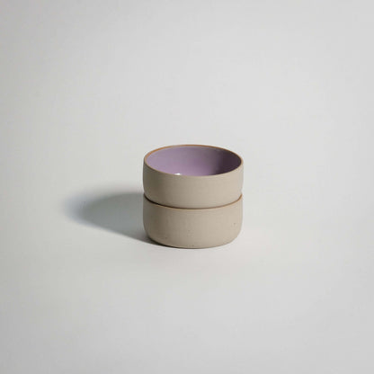 Handcrafted stoneware snack bowl set with glossy pink glaze, ideal for snacks and everyday use.