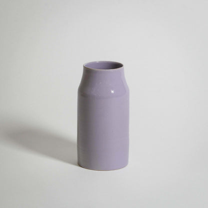 Lilac medium vase made from grey stoneware with a glossy lilac glaze, perfect for home decor.