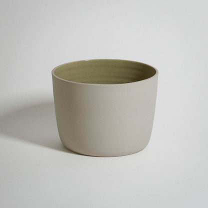 Medium Planter Moss in stoneware ceramic with unique moss green glaze, dishwasher and oven safe.