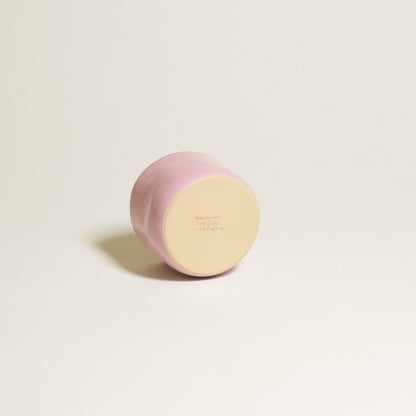Hojicha Cup – Pink *COMING SOON* featuring a glossy pink glaze on grey stoneware.