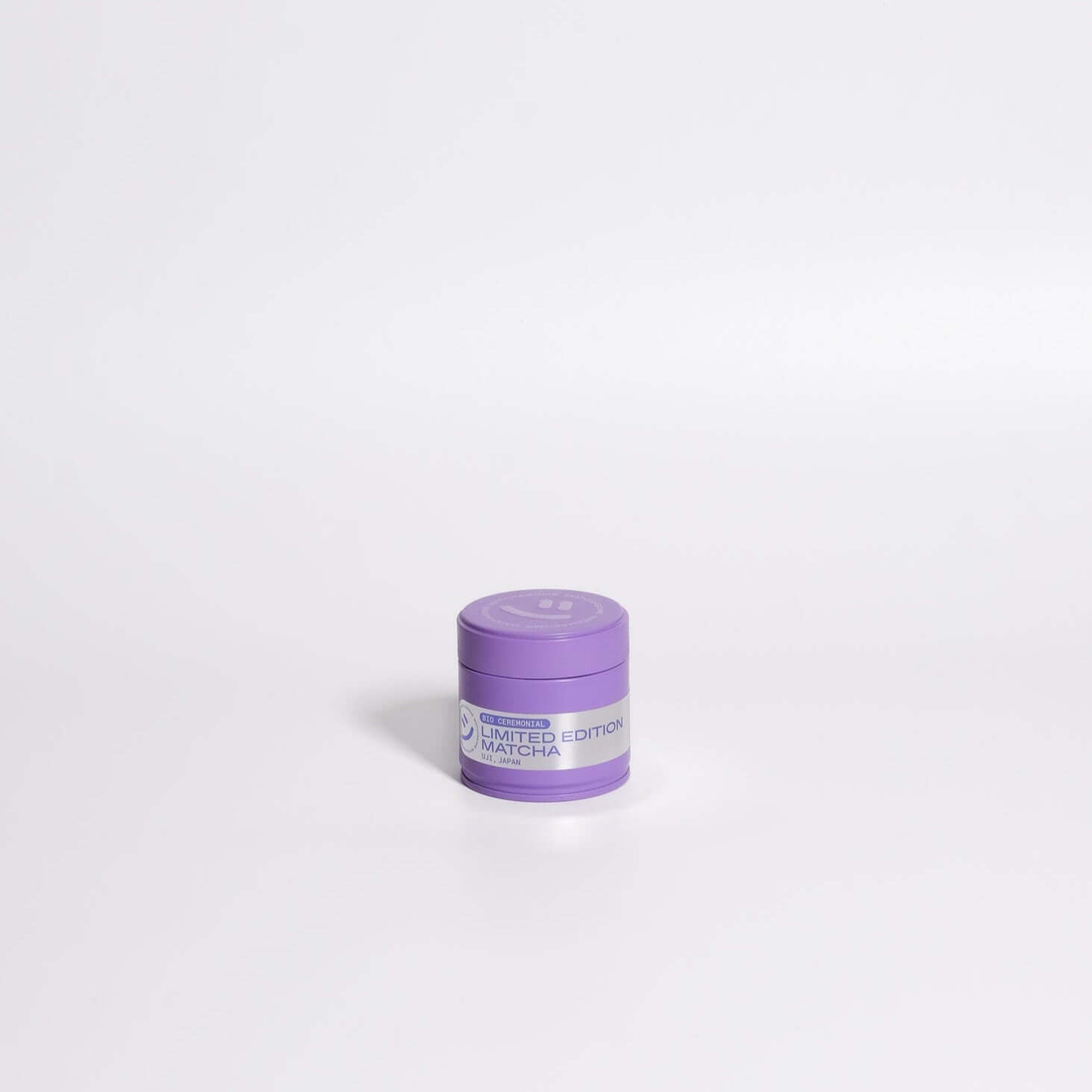 Limited edition Uji matcha in a purple container, featuring a clean and delicate flavor profile.