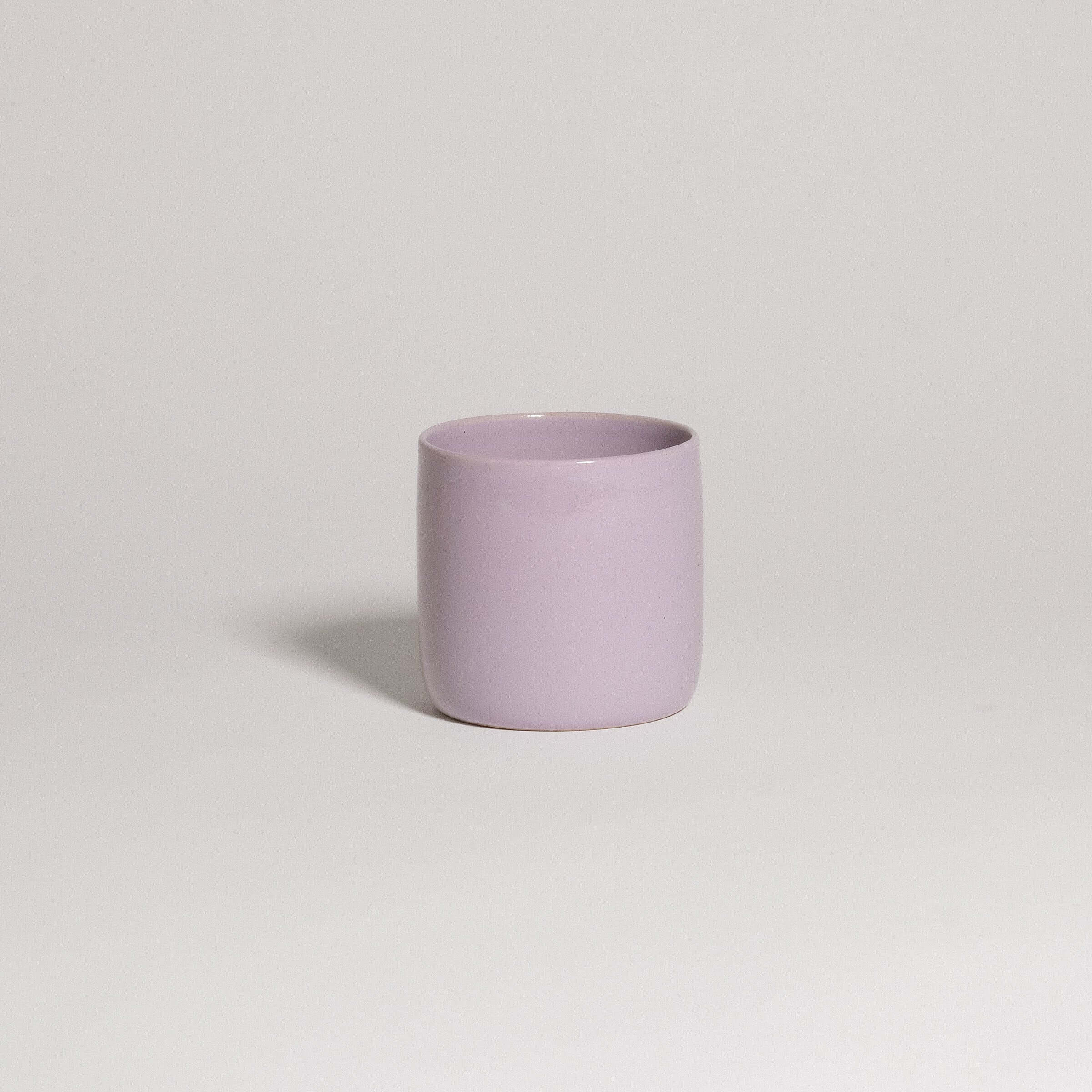 Handmade lilac tea cup, food safe and dishwasher safe, perfect for daily rituals, made in Frankfurt, Germany.