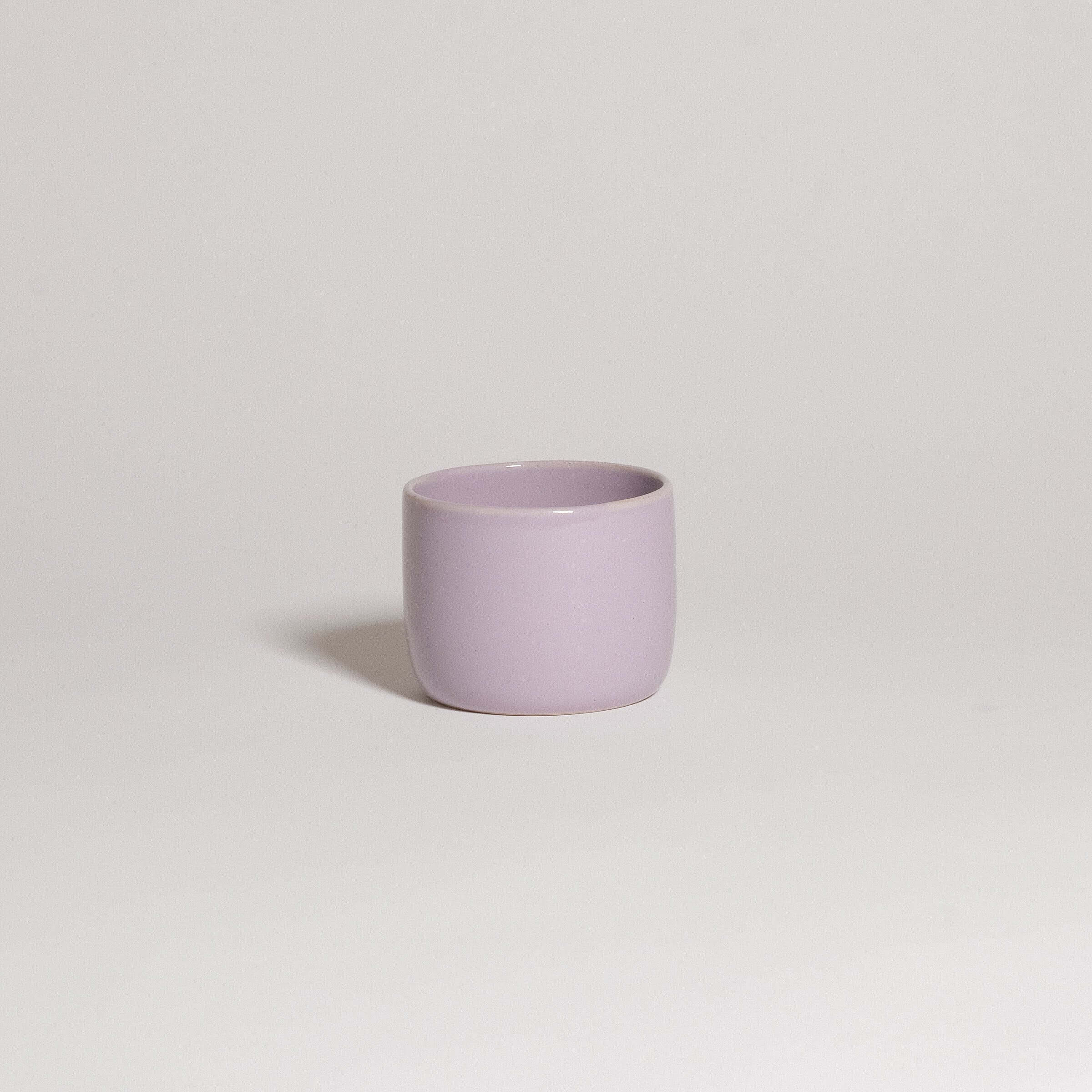 Small handcrafted lilac coffee cup, food safe and dishwasher safe, perfect for espresso or filter coffee.
