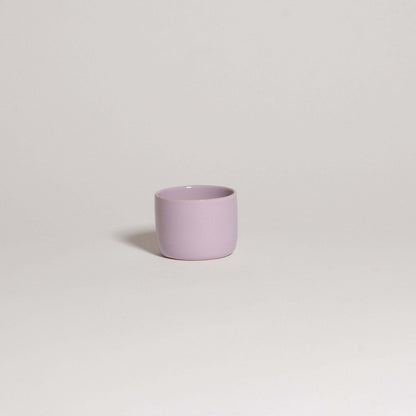 Small lilac espresso cup, minimal design, food-safe glaze, perfect for espresso or ristretto, dishwasher safe.